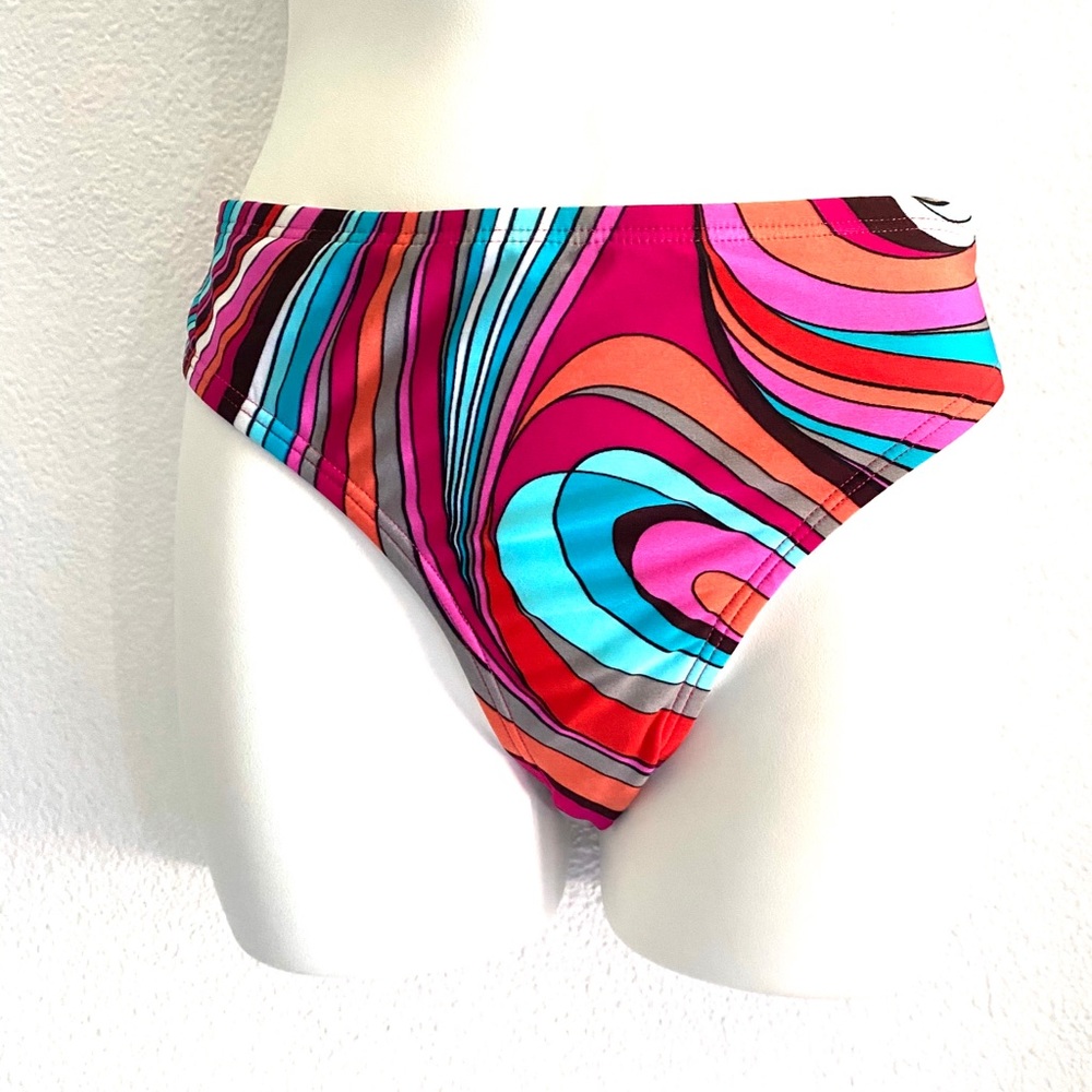 EUC Speedo Multicolor Swirl High-Cut Bikini Bottoms